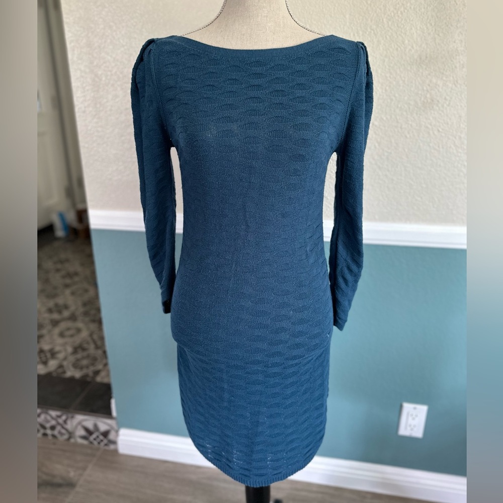 Deep blue/teal colored knit dress, size M